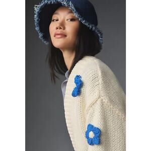 nwt by ANTHROPOLOGIE One Size Susannah 3D floral Cardigan Sweater in cream